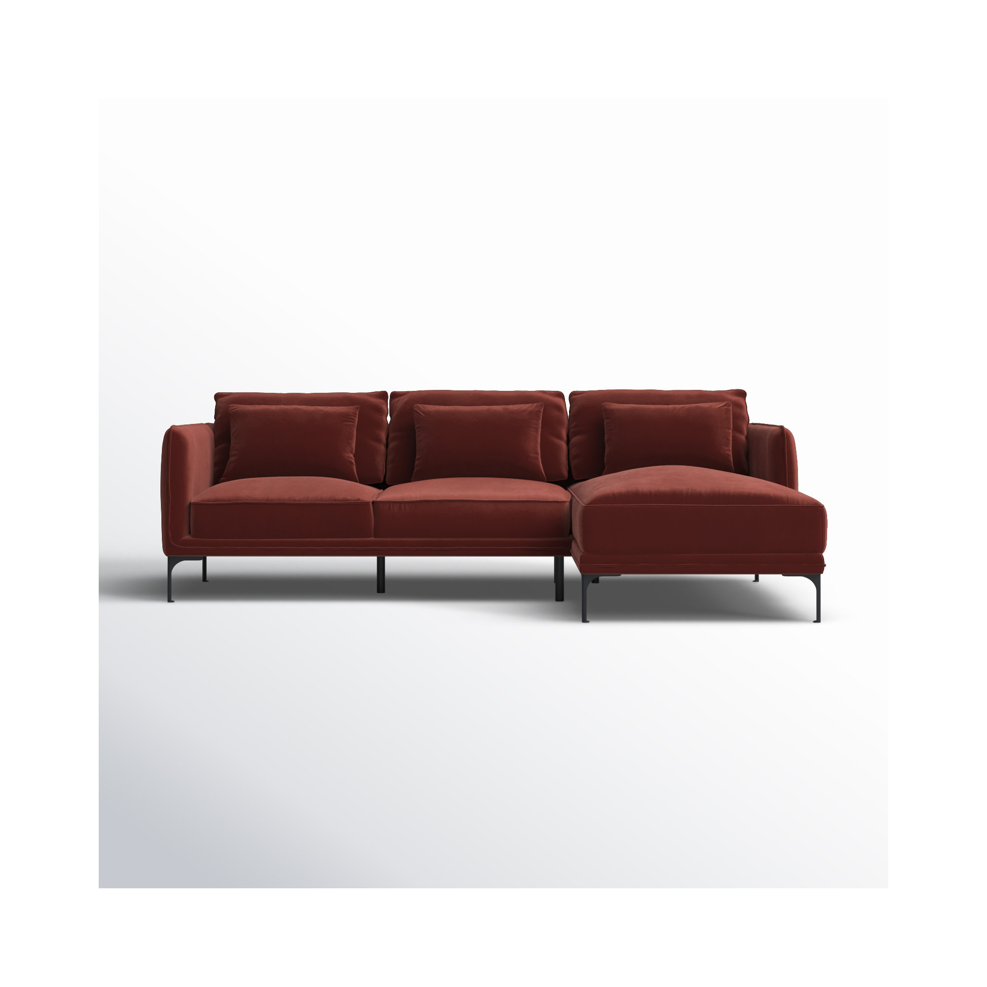 Rae Upholstered Chaise L-Sectional, Right Hand Facing, Cinnamon Cotton Blend