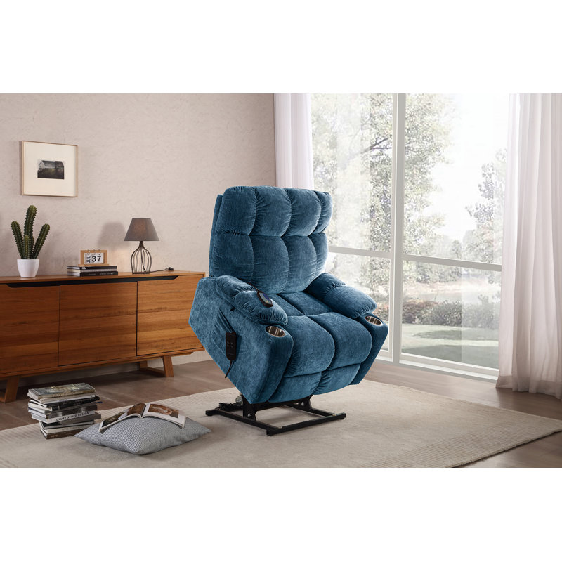 Fauteuil inclinable Leatham, Velours bleu