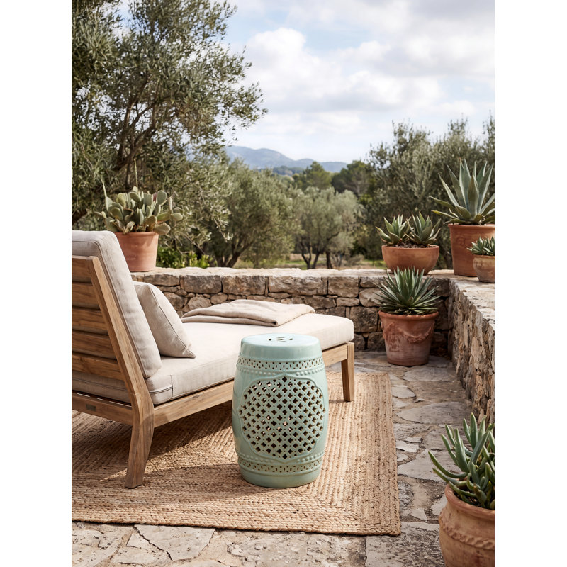 Ceramic Accent Stool, Teal