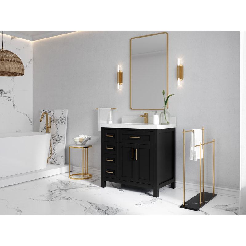 Ensemble de meuble-lavabo simple 36 po, Noir