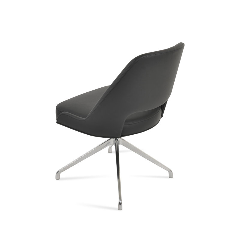 Chaise d'appoint pivotante Marash Spider, Chrome chrome, Noir