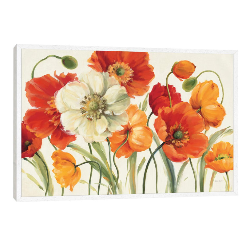 Poppies Melody I' by Lisa Audit - Print on Canvas, Black Framed, 20.32 cm H x 30.48 cm W, White Framed