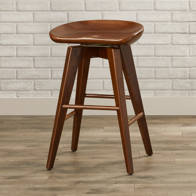 Basnti Swivel Solid Wood Counter Stool, Walnut, Bar Stool (29” Seat Height)