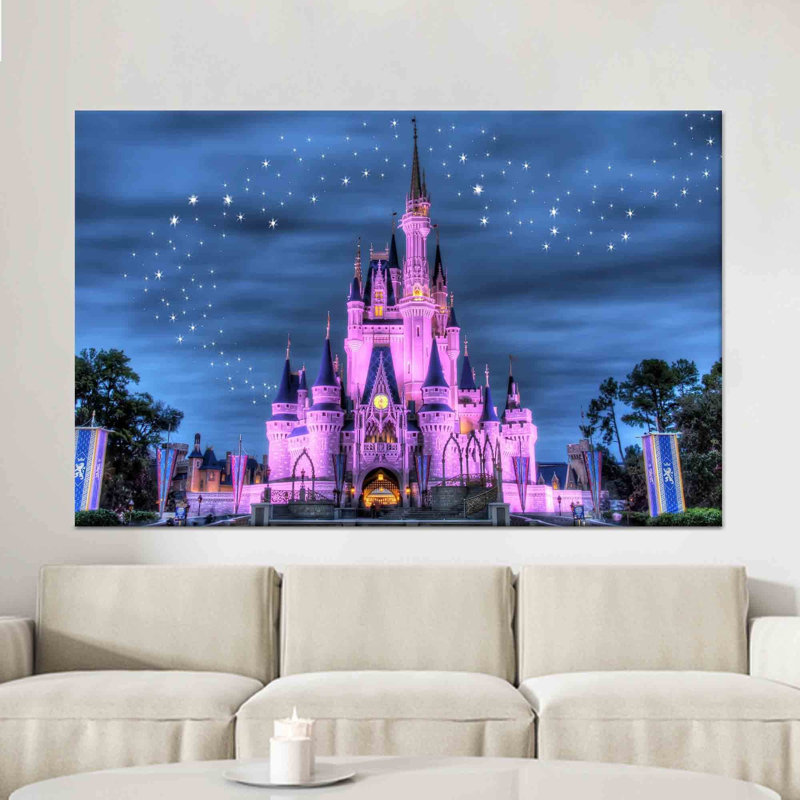 «Enchanting Starry Night Landscape», reproduction d'art sur toile, château d'or 1P, 63,1 po de hauteur x 114,2 po de largeur