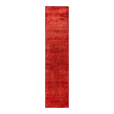 Overyed One-of-a-Kind Runner 2'6" X 11'3" New Age Runner Wool Area Rug Red/Orange