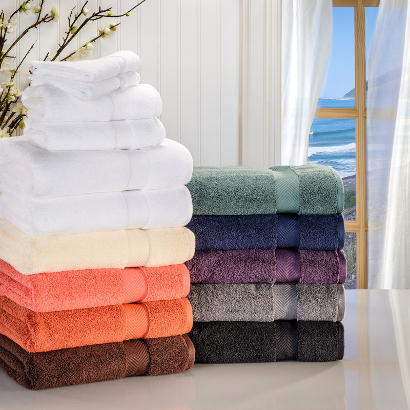 Ensemble de serviettes 100% coton ultra doux 6 pièces Hamachi, Blanc, 6 Piece Towel Set