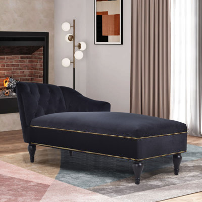 Jarielle One Arm Left-Arm Velvet Upholstered Tufted Chaise Lounge