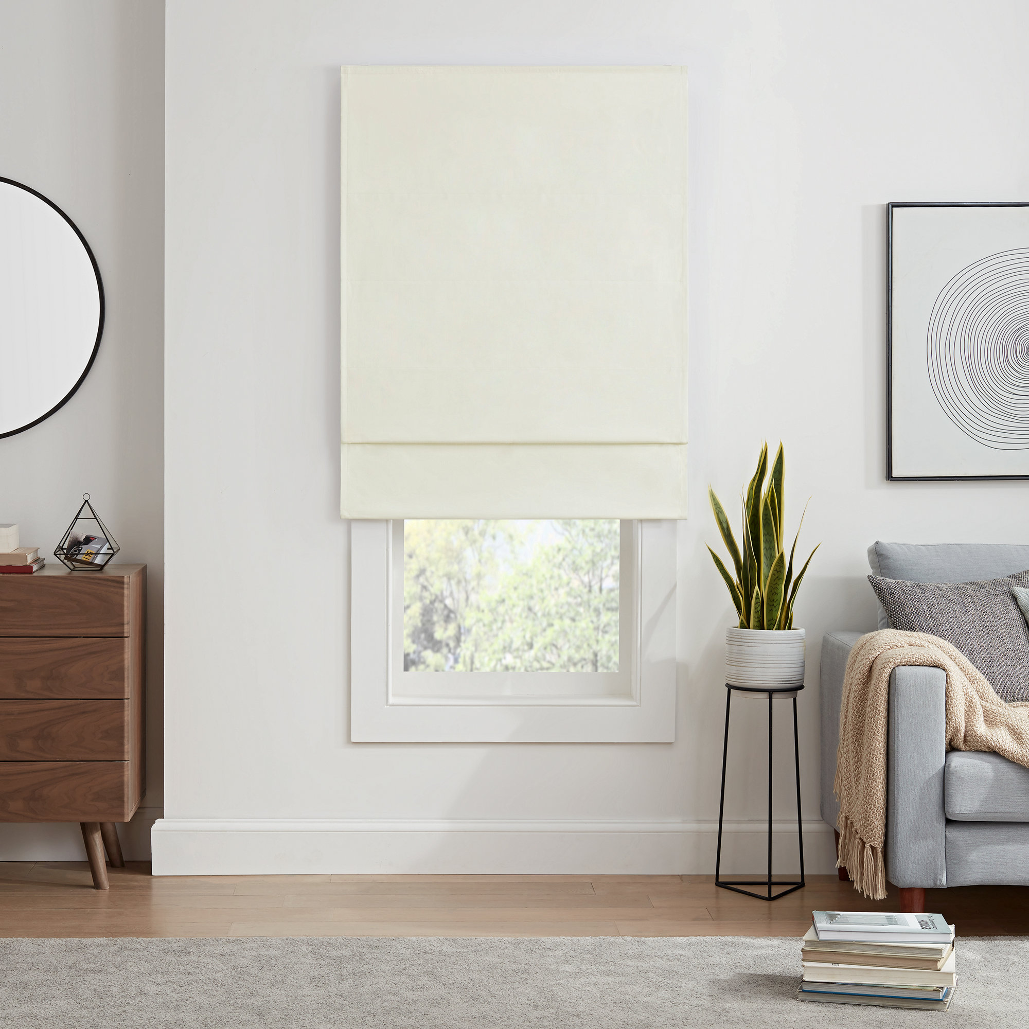 Eclipse Kylie Blackout Roman Shade, 31"W x 64"L, Ivory