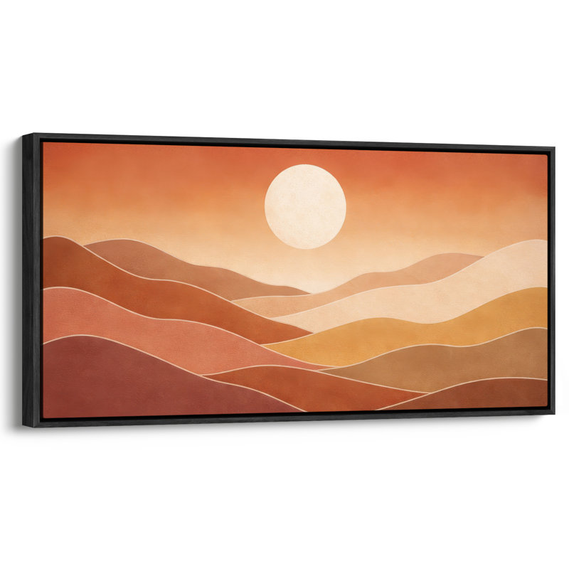 «Extra Large Warm Desert Sun Landscape», reproduction d'art sur toile encadrée, Noir, H 30 po x l 60 po