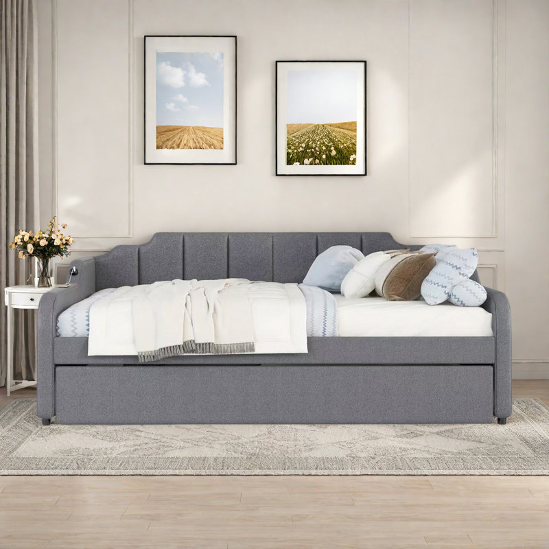 Upholstery Daybed With Trundle And Usb Charging Design