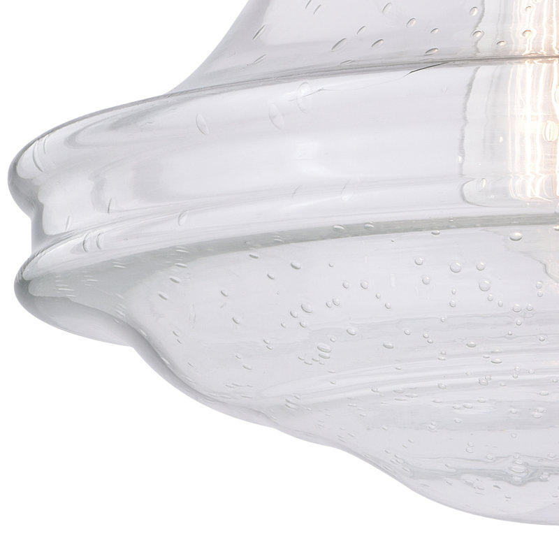 Mandy Glass Semi Flush Mount, Clear Seed Glass, Satin Nickel