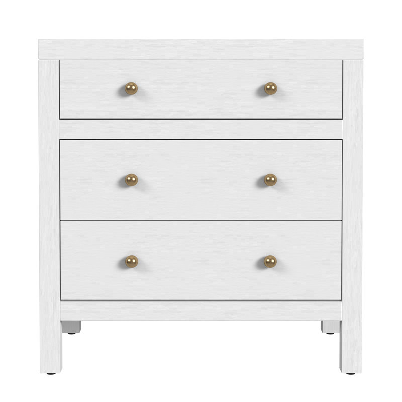 Celine 25" 3-Drawer Nightstand, Textured White