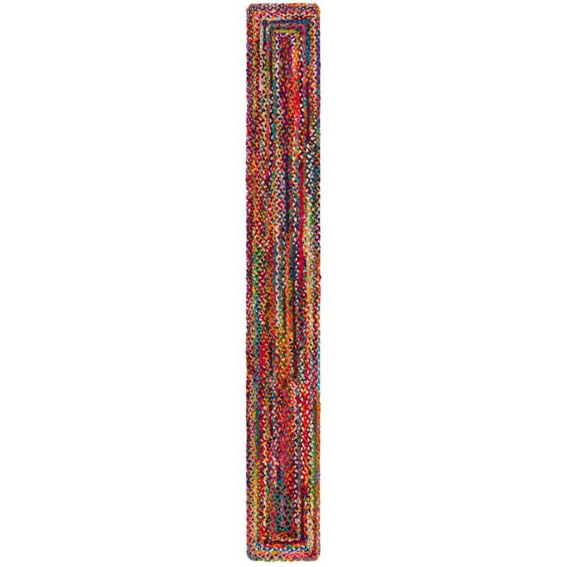 Hand Braided Cotton Southwestern Indoor Rug, Runner 1'2" x 10'
