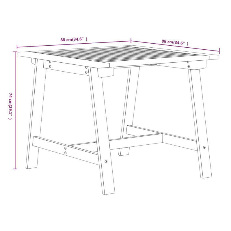 Margr 2 - Person Acacia Patio Dining Set with Square Table