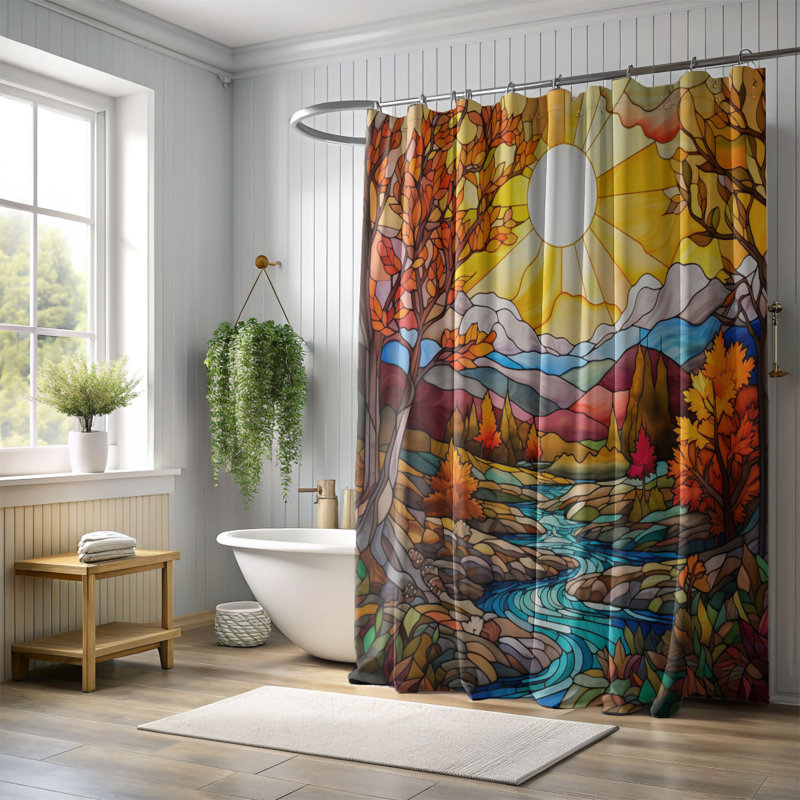 Rideau de douche standard 1 pièce Stain Autumn Designs, H 74 po x l 71 po
