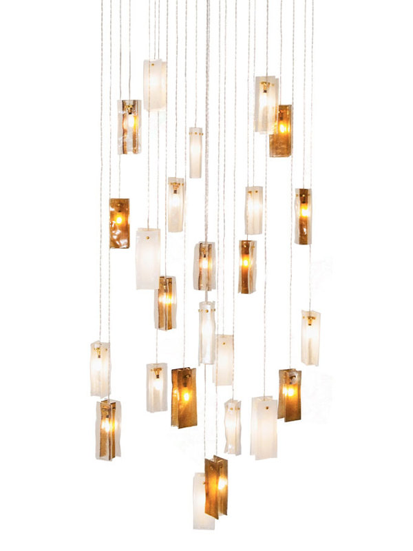 25 - Light Cluster Globe Pendant, White/Clear/Amber, 25