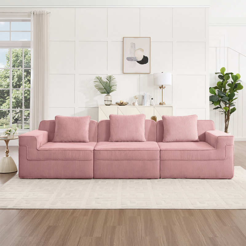 Canapé modulaire 3 places, Rose