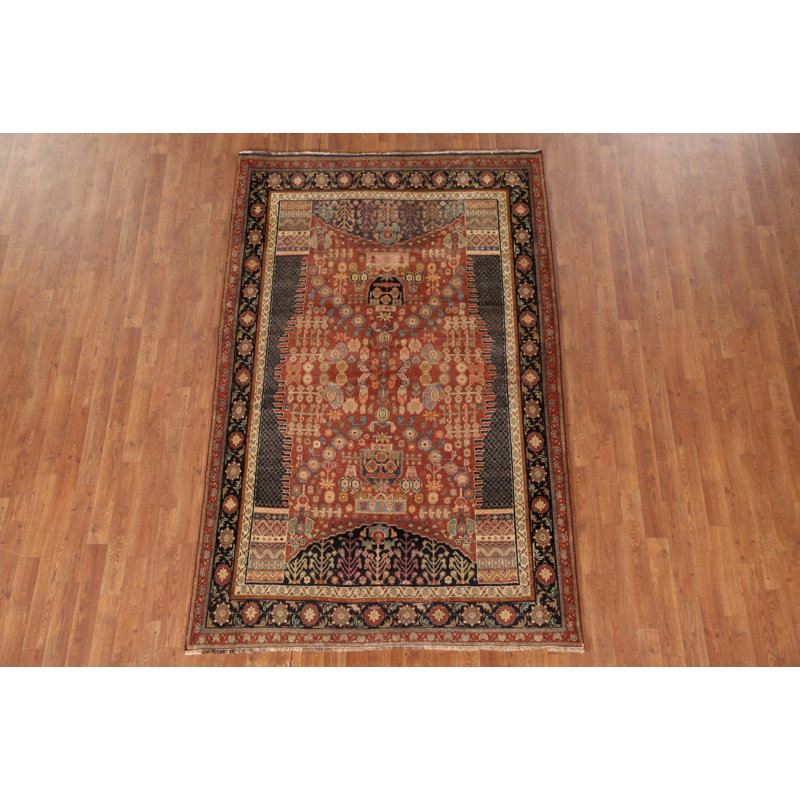 Tapis antique à teinture végétale orange 5 x 8