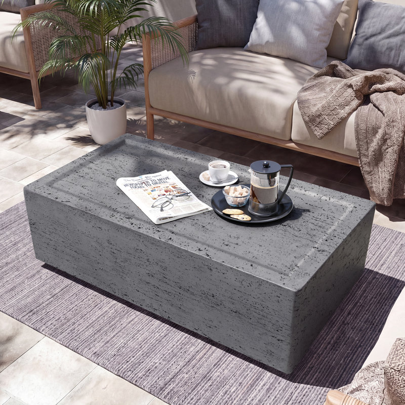Table basse d'extérieur en béton 40 po, Gris foncé