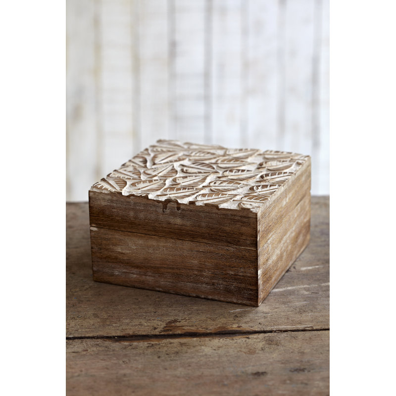 Antique White Leaf Mango Wood Jewellery Box