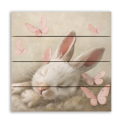 «Blush and Cream Bunny Pallet Wood», art mural