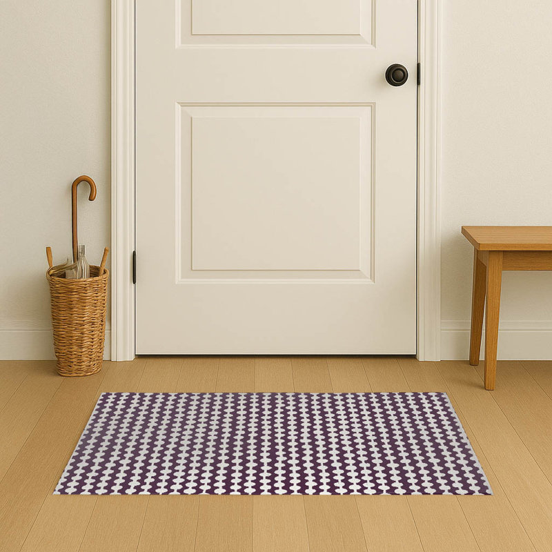 Dot Tied Indoor Doormat, 48" W x 72" L, Eggplant