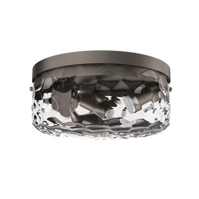 12''-3 Lights Spray-Painted Coffee Modern Metal And Glass Drum Dimmable Flush Mount Lighting For Bedroom
