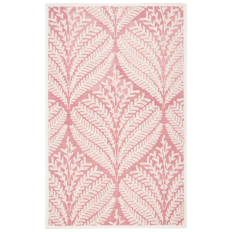 Jashona Hand Tufted Wool Floral Rug, Rectangle 6' x 9'
