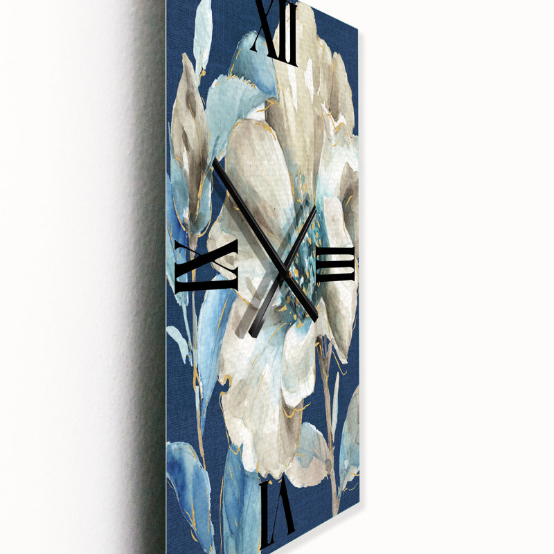 Indigold Watercolor Flower I - Horloge murale traditionnelle, Grand