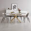 Table de salle à manger rectangulaire moderne extensible avec rallonge rétractable - Plateau en pierre frittée robuste et base en X pour les petits espaces-131429905