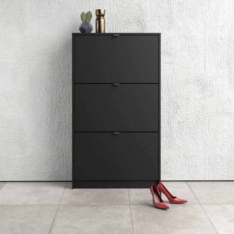 Shoes 9 Pair Shoe Storage Cabinet, Matte Black
