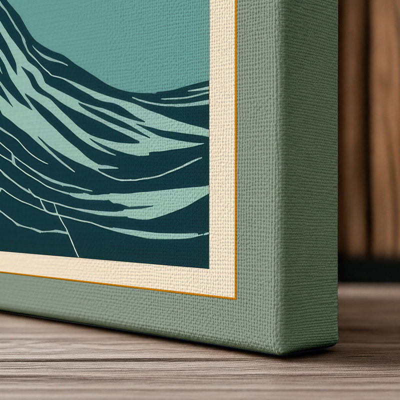 Oceanic Movement Japandi - Wrapped Canvas, 30x20 - 76.2 x 50.8 cm, Sage Border