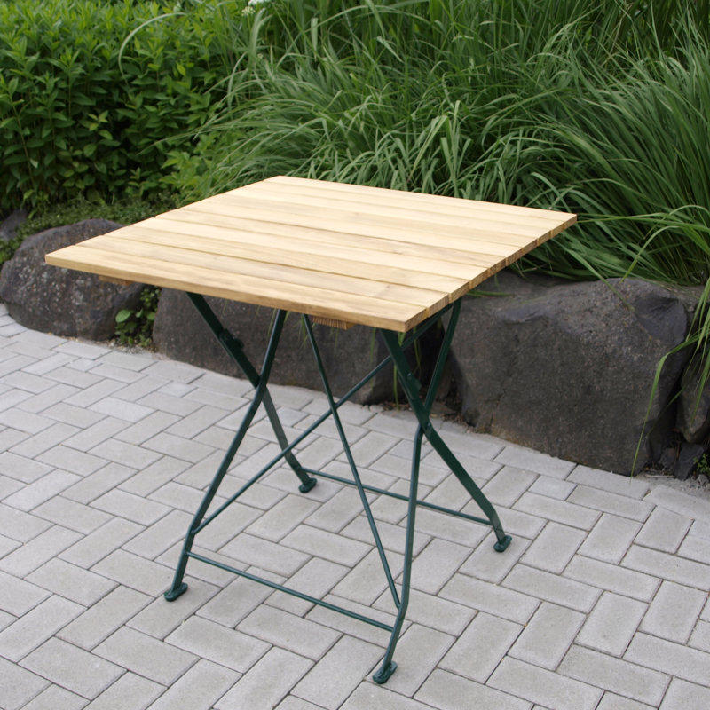 Plum Square Solid Wood Steel Outdoor Dining Table - 70 cm W 70 cm D, Green