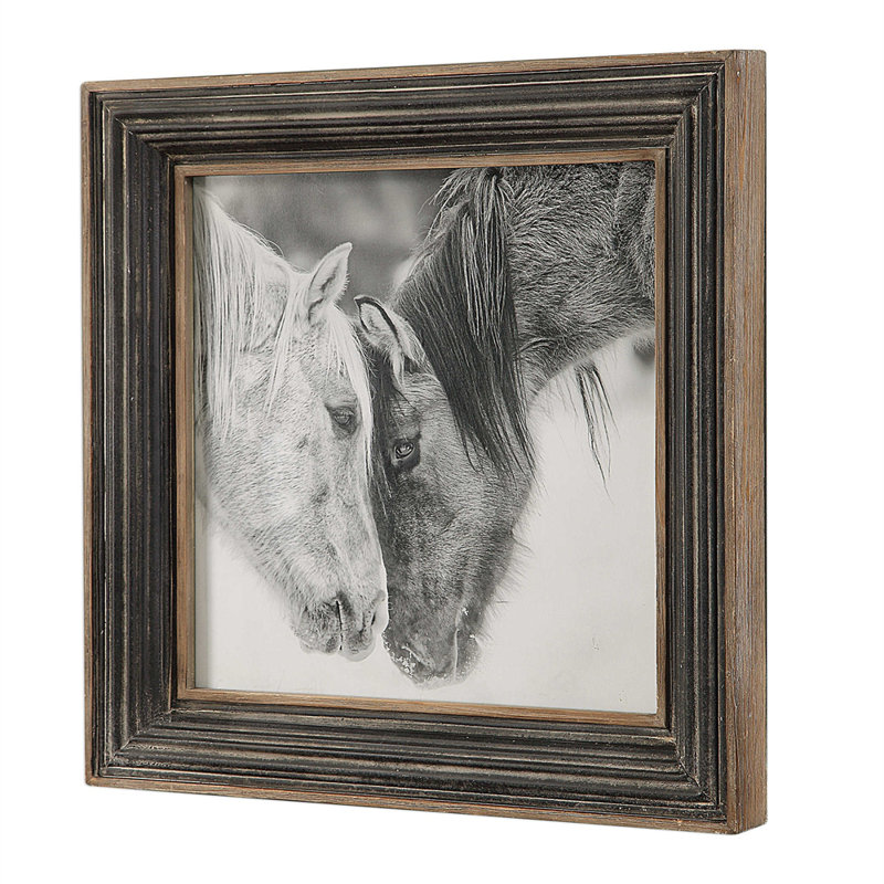 Chevaux noirs et blancs personnalisés - Cadre photo, reproduction de photo sur papier