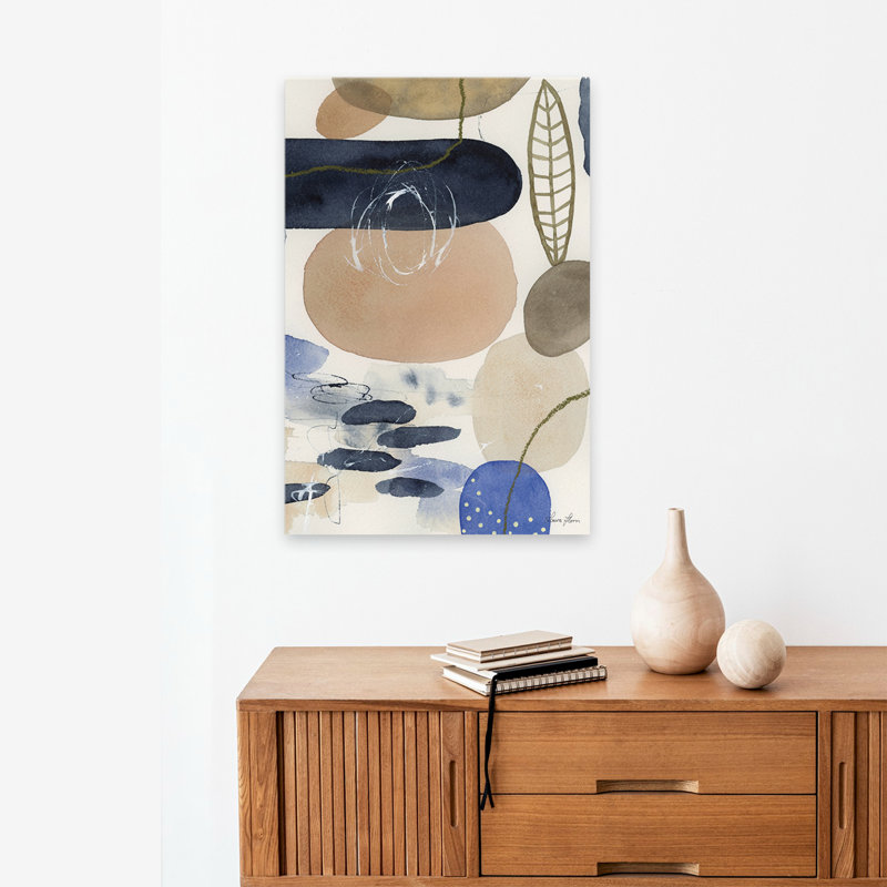 Feuilles et pierres contemporaines et modernes IV, H 24 po x l 16 po