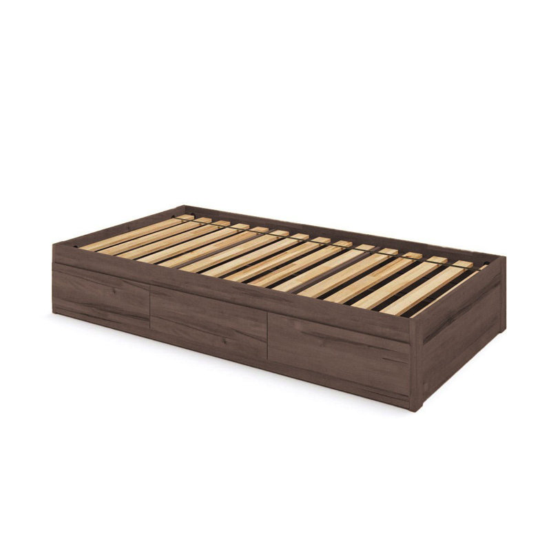 Lit capitaine - Simple - 3 couches - Bois de hêtre massif écologique, Wengé