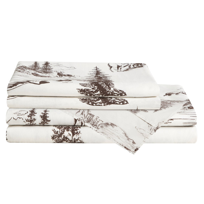Ensemble de literie 100% coton, ensemble de literie Western Rustic Cabin Lodge Southwestern, Brun / blanc avec imprimé animal