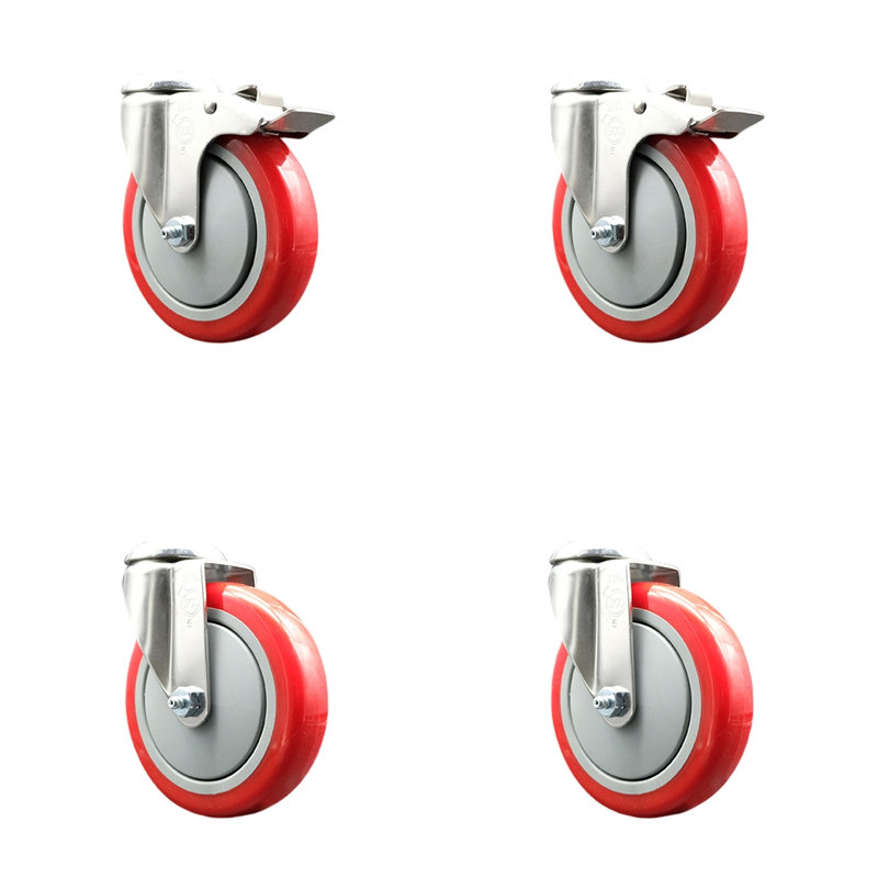 Roulettes pivotantes, Rouge, H 5 po x l 5 po