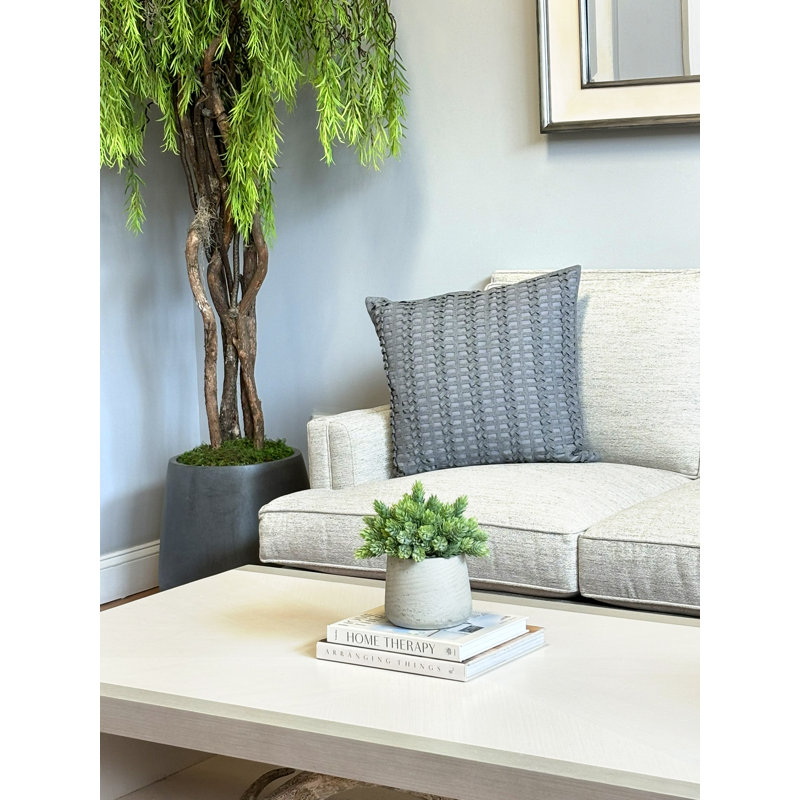 Faux Succulent in Fiberstone Pot, Beige