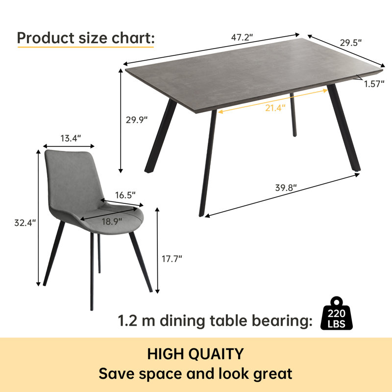 Ensemble de table de salle à manger avec chaises rembourrées Johnmichael, Noir