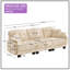 Canapé modulaire en chenille nuage, siège profond capitonné avec garniture pompon et 4 coussins décoratifs-131210486
