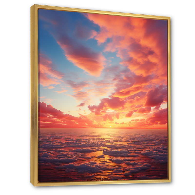 «Tillery Ocean Sunrise» sur toile, H 20 po x l 12 po x P 1 po, Cadre flottant doré