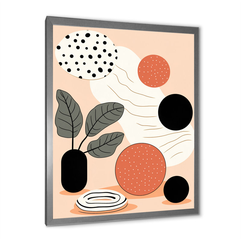 Boho Botanical Abstract - impression, Cadre simple argenté, H 44 po x l 34 po x P 1,5 po