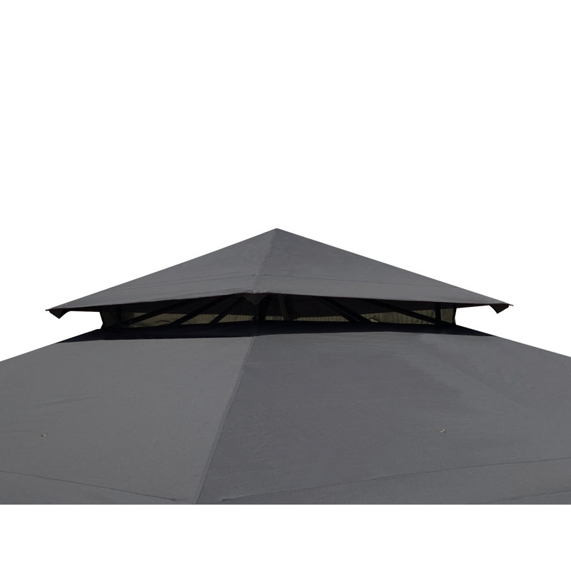 Gray 11 ft Replacement Canopy for Bamboo Steel Gazebo