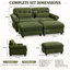 Canapé modulable 2 places en chenille Deerwood de 176 cm de large avec 2 poufs, coussins à volants et coussins lombaires-51657605