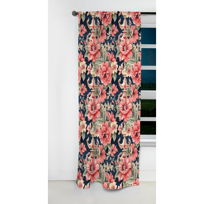 Maritime Damask Voyage Floristry - Damask Curtain - Blackout Damask Curtain - 1 Panels