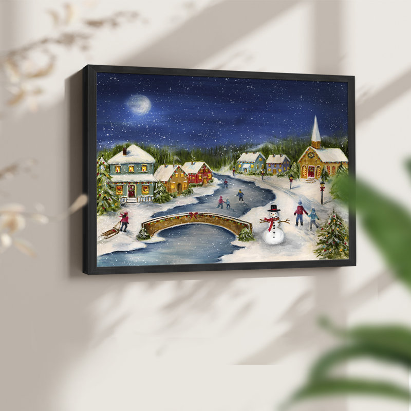 Winter Village - reproduction encadrée - réarmable, H 8 po x l 10 po, Noir