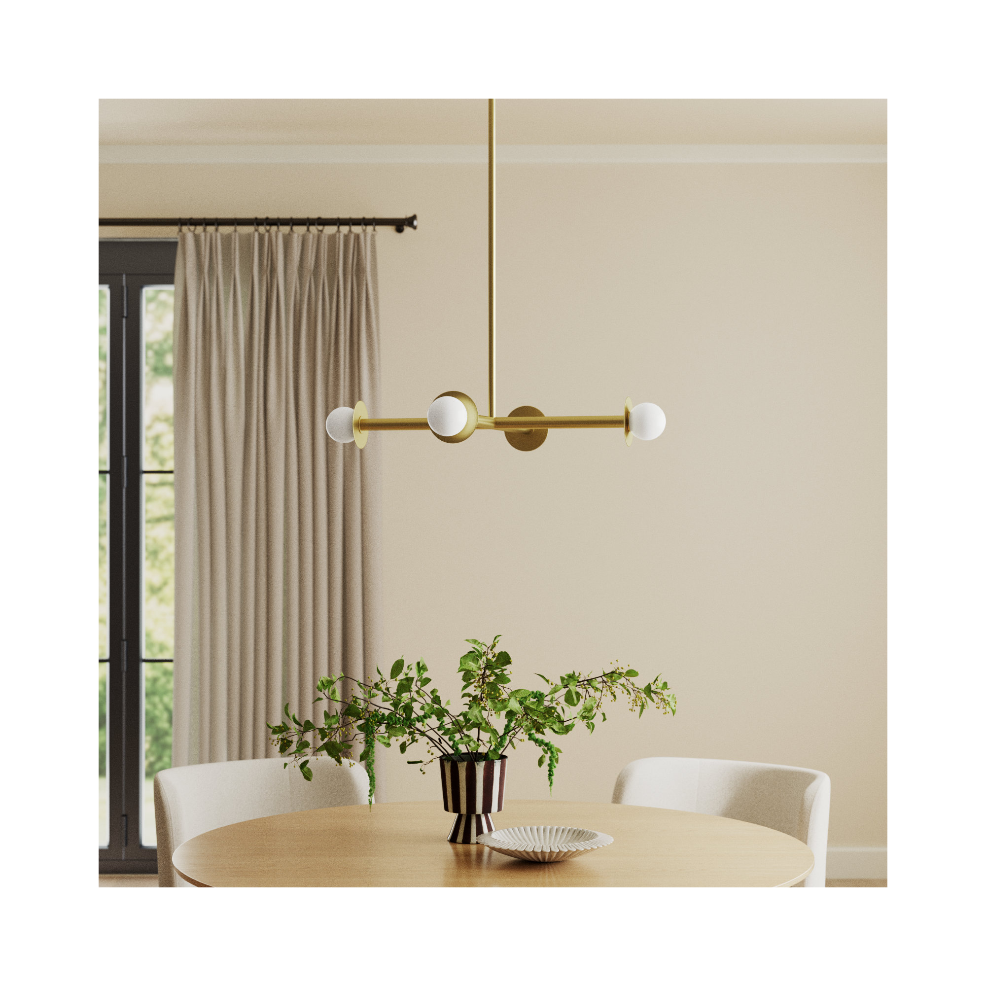 Allegra 30" W 4-Light Metal Linear Chandelier, Burnished Brass