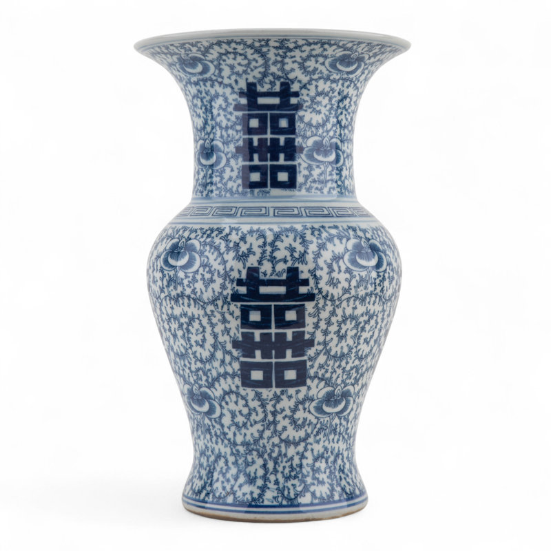 Vase à fleurs bleu et blanc en porcelaine