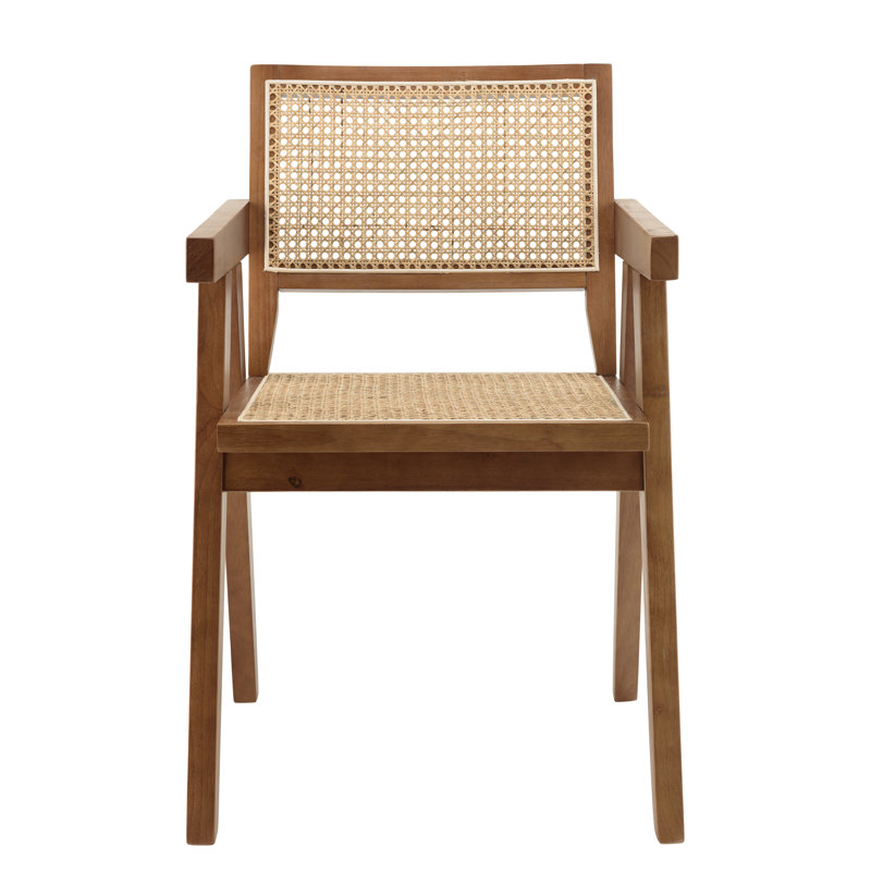 AGATHE Upholstered Armchair, Dark Hevea Wood